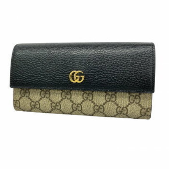 Gucci GG Marmont Supreme Long Wallet Beige Black - Picture 1 of 9